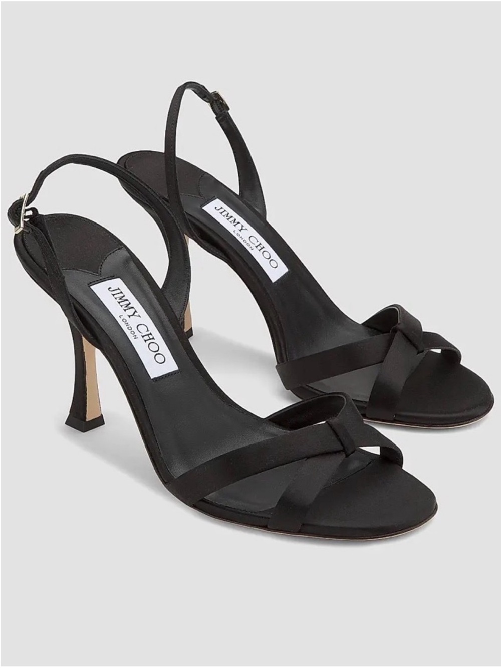 Jimmy Choo Black Satin Elsy Heels. New in box! Size 40.5 (US 10.5)